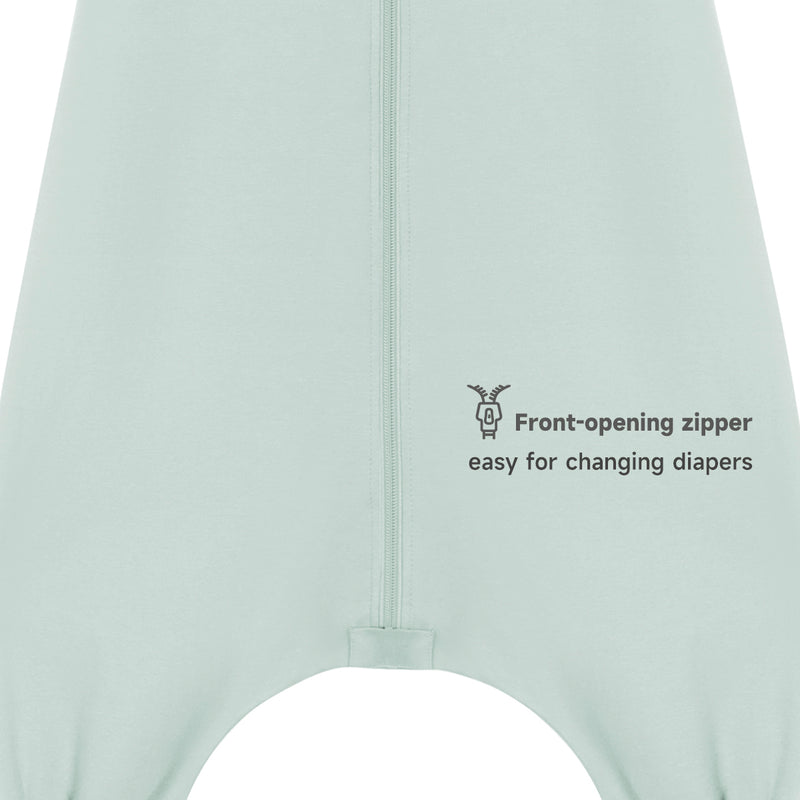 Sleeveless Baby Sleep Sack With Feet - Pea Green Front-opening zipper