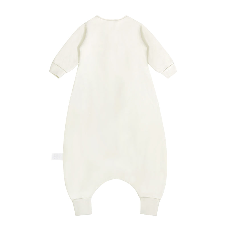 Toddler Zip Sleep Sack Organic Cotton Long Sleeve With Footie 1.0 TOG Back - Milk White 