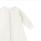 Toddler Zip Sleep Sack Organic Cotton Long Sleeve With Footie 1.0 TOG Custom Embroidery - Milk White