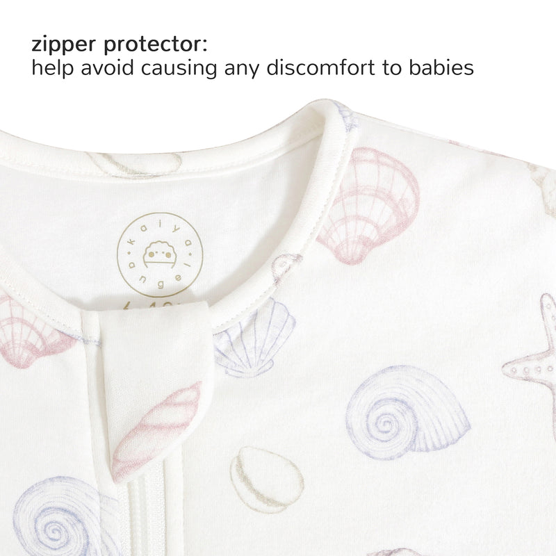 Toddler Zip Sleep Sack Organic Cotton Long Sleeve With Footie 1.0 TOG Zipper Protector - Shell