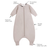 Toddler Zip Sleep Sack Organic Cotton Long Sleeve With Footie 1.0 TOG Design Detail - Smoky Pink