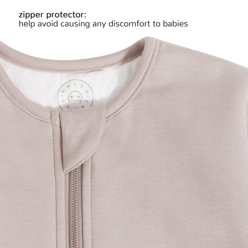 Toddler Zip Sleep Sack Organic Cotton Long Sleeve With Footie 1.0 TOG Zipper Protector - Smoky Pink