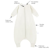 Toddler Zip Sleep Sack Organic Cotton Long Sleeve With Footie 2.5 TOG Design Detail - Milk White