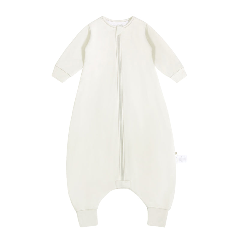 Toddler Zip Sleep Sack Organic Cotton Long Sleeve With Footie 2.5 TOG - Milk White