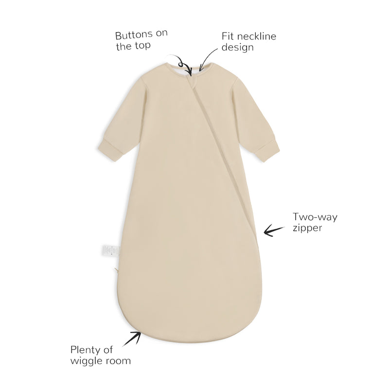 Winter Zip Sleep Sack With Sleeves 3.5 TOG - Desert Beige