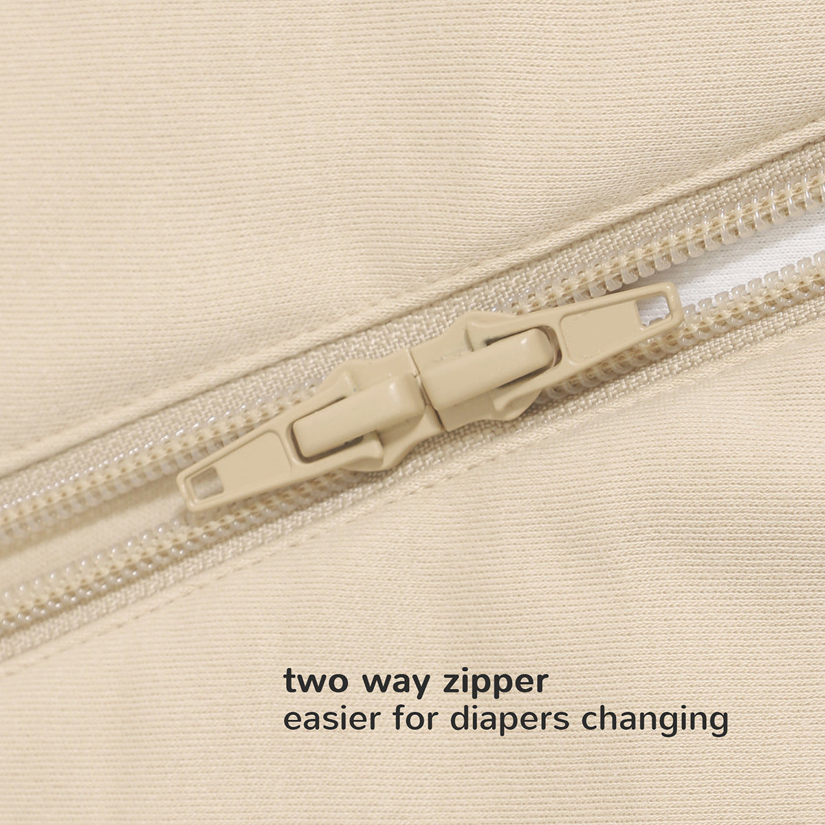 Winter Zip Sleep Sack With Sleeves 3.5 TOG Two Way Zip - Desert Beige