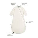 Winter Zip Sleep Sack With Sleeves 3.5 TOG Design Detail - Milk White