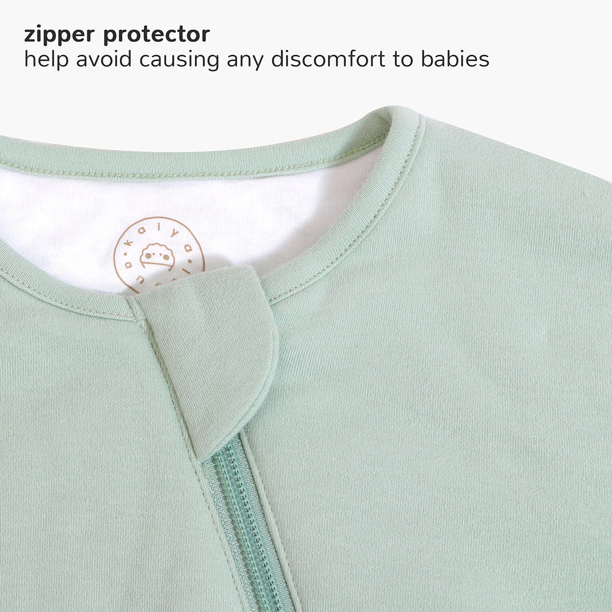 Winter Zip Sleep Sack With Sleeves 3.5 TOG Zip Protector - Pea Green