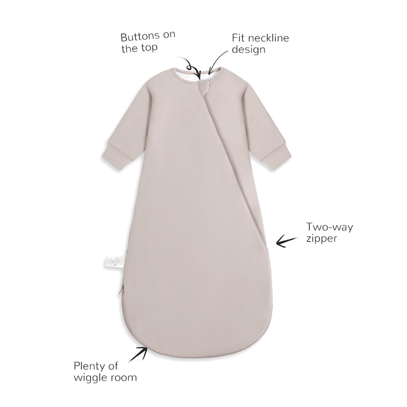 Winter Zip Sleep Sack With Sleeves 3.5 TOG Design Detail - Smoky Pink