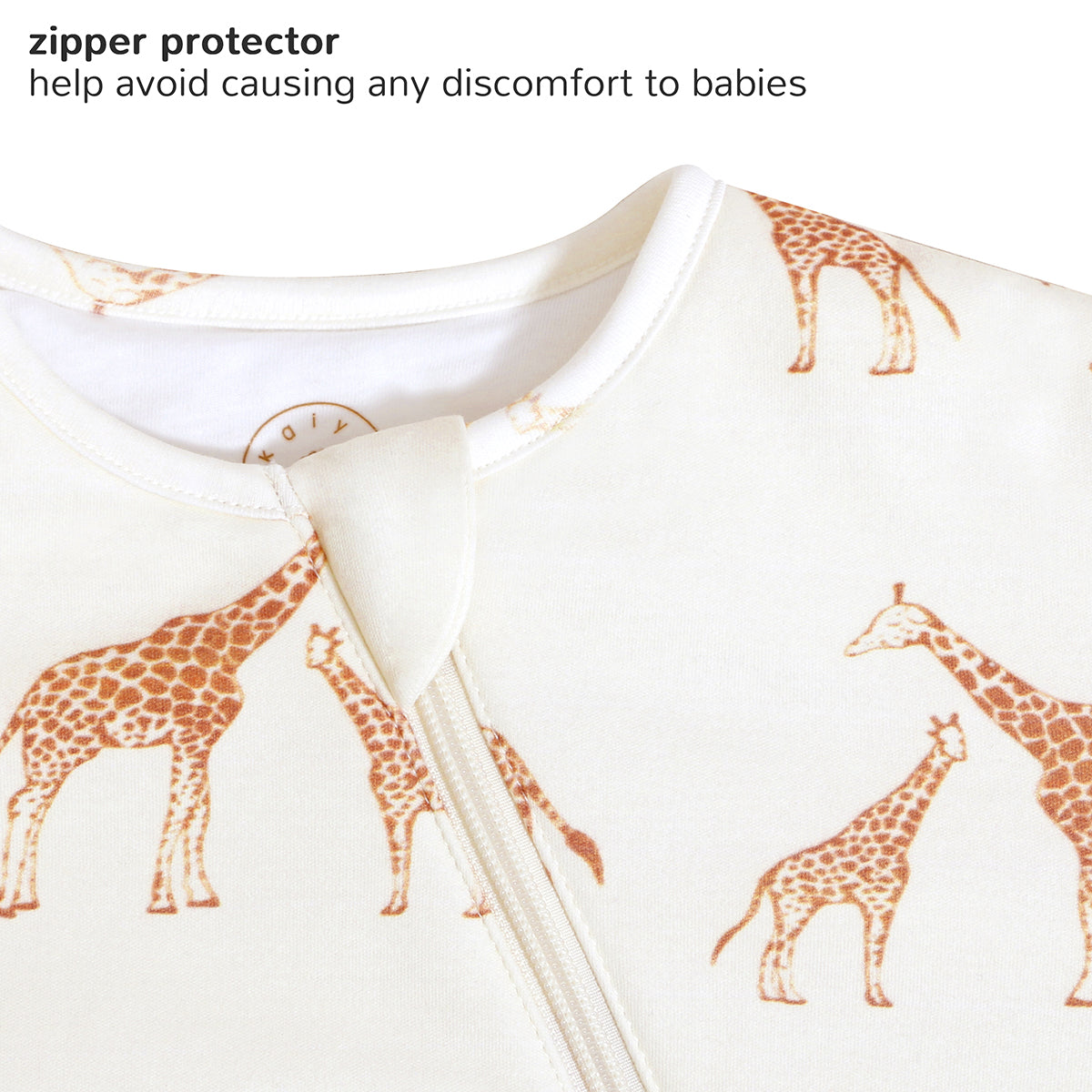 Zip Sleep Sack With Sleeves 2.5 TOG Zipper Protector- Giraffe