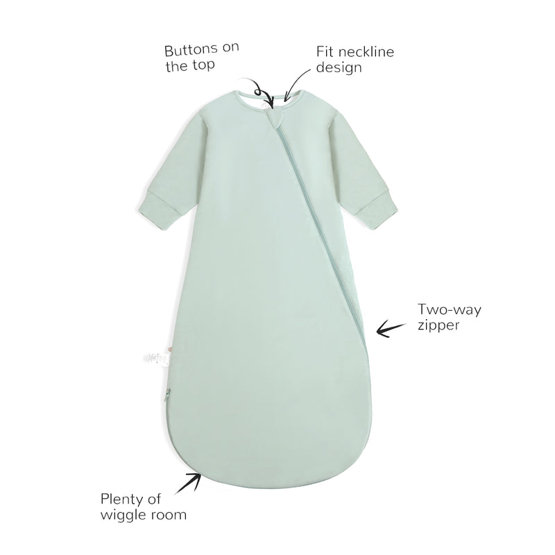 Zip Sleep Sack With Sleeves 2.5 TOG - Pea Green | Kaiya Angel