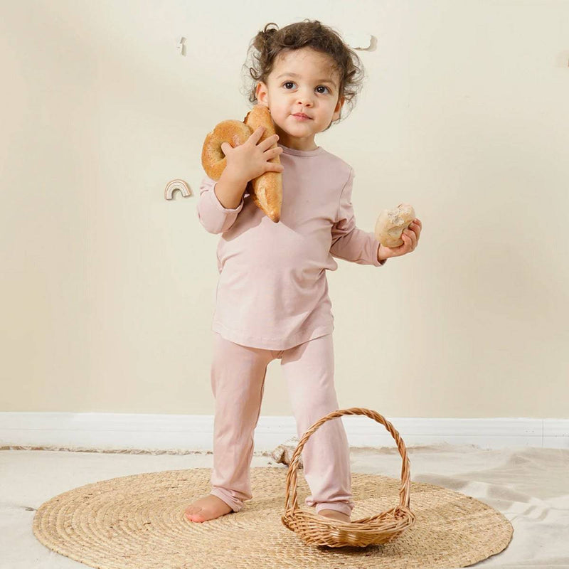 Bamboo Baby Toddler Long Sleeve Pajama Set - Dark Pink