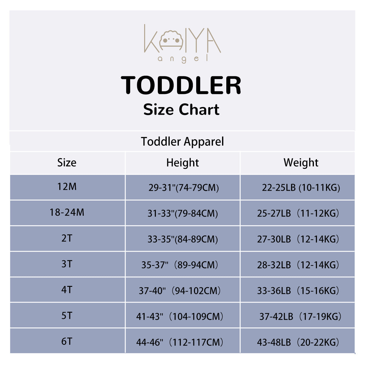 Bamboo Baby Toddler Long Sleeve Pajama Set - Grayish Blue - size chart
