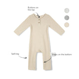 Long Sleeves Button Utility Romper - Gray Morn