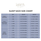 Organic Sleeveless Sleeping Sacks For Toddlers 1.0 TOG - Khaki - size chart