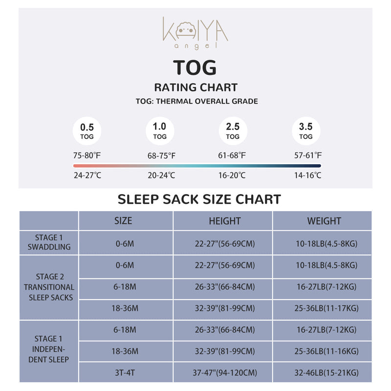 Weighted Sleep Sack With Sleeves 2.5 TOG - Dark Night Blue - size chart