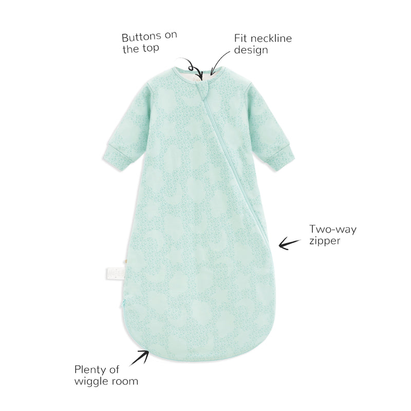 Zip Sleep Sack With Sleeves 2.5 TOG Design Detail - Mint Sky