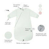 Zip Thicken 2.5 TOG Sleep Sack With Sleeves - Whisper Green