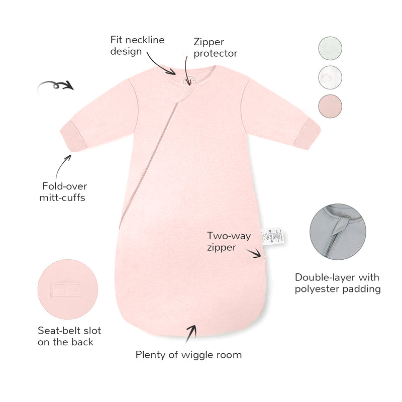 Zip Thicken 2.5 TOG Sleep Sack With Sleeves - Dusty Pink