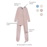 Zipper Romper Baby Footie Pajamas - Dark Pink
