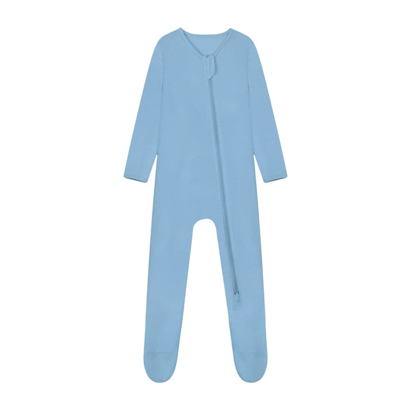 Zipper Romper Baby Footie Pajamas - Grayish Blue